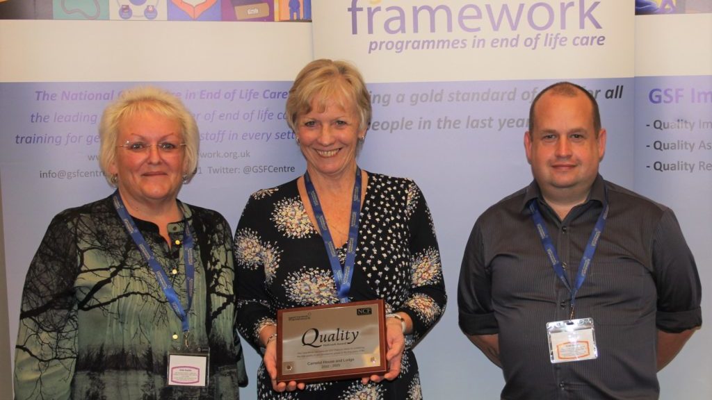 L-R Ann Vaughan (administrator at Camelot House and Lodge), Alison Southcott (CHL’s GSF clinical lead) and David Weller (training and quality of care manager for CHL)