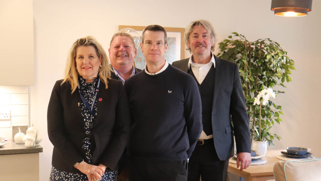 L-r: Lisa Farmer chief executive, RBLI, John Cowman, director of RBLI Living, Jonathan Freeman MBE, chief executive of CareTech Foundation, David Hannam, RBLI