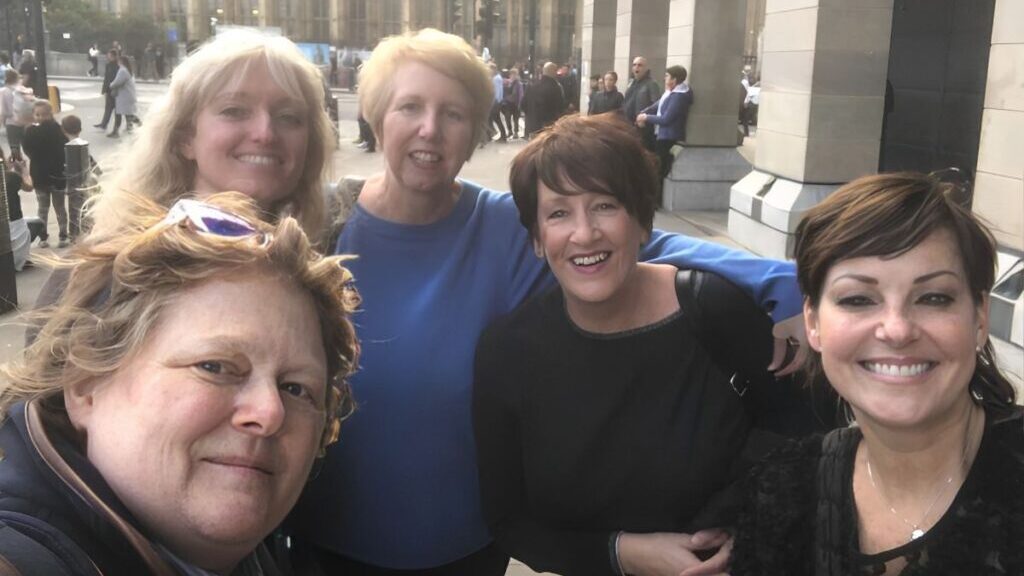 Helen Wildbore, director of the R&RA, with Jenny, Diane, Kate and Ruthie from the Rights For Residents Campaign attending a debate in Parliament last Autumn
