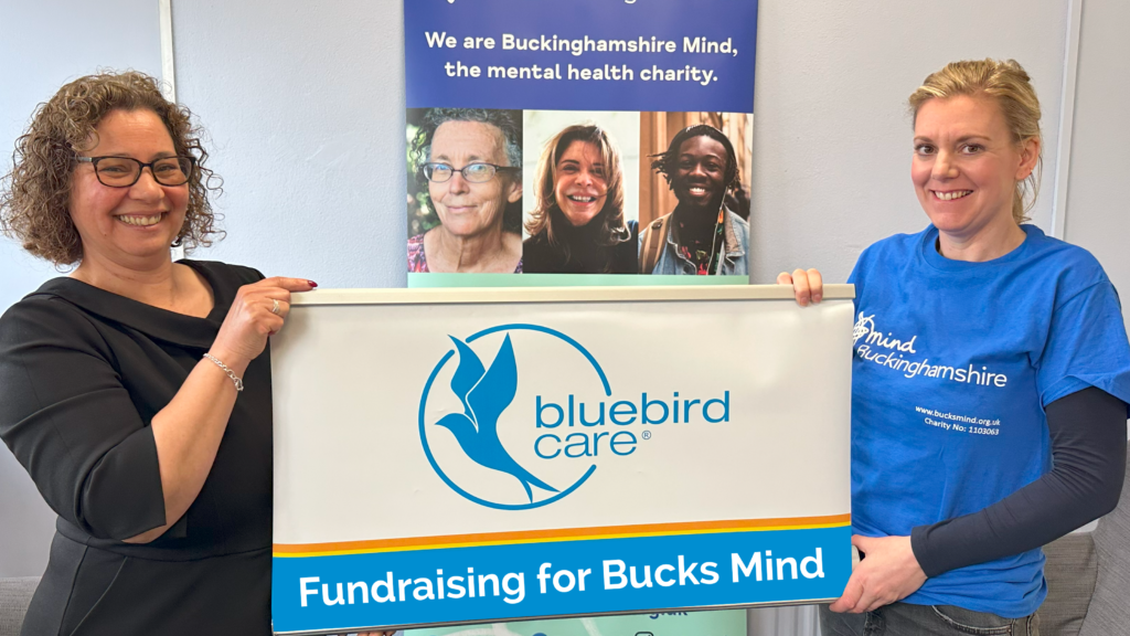 Nicky Beadle, registered manager of Bluebird Care Burnham, Gerrards Cross & High Wycombe, with Emma Anderson, fundraising assistant, at Buckinghamshire Mind