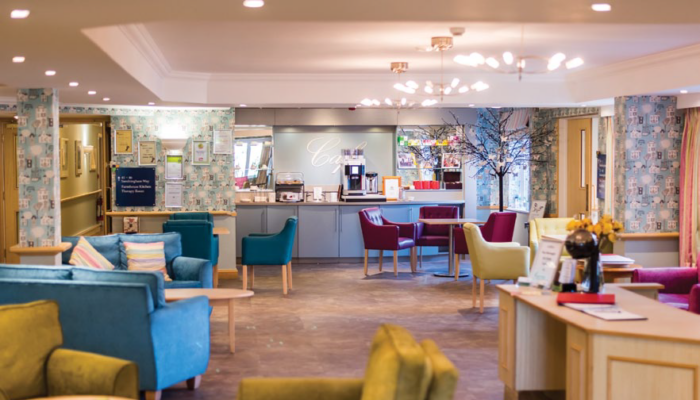 A cafe area at Athena Care Homes' Amberley Hall