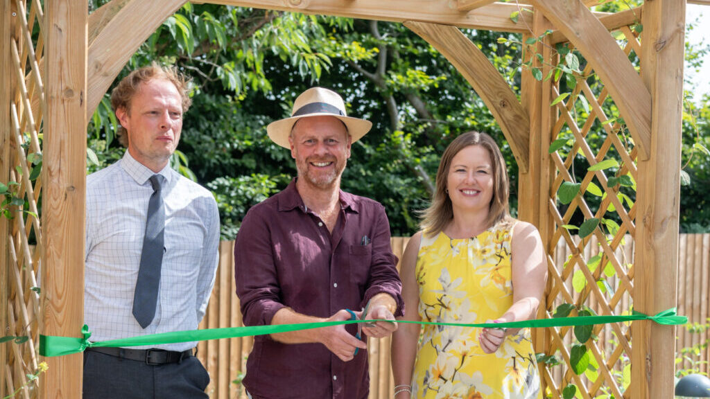 Joe Swift launches the garden with head of business and sustainability Aaron White and chief executive Joanne Balmer