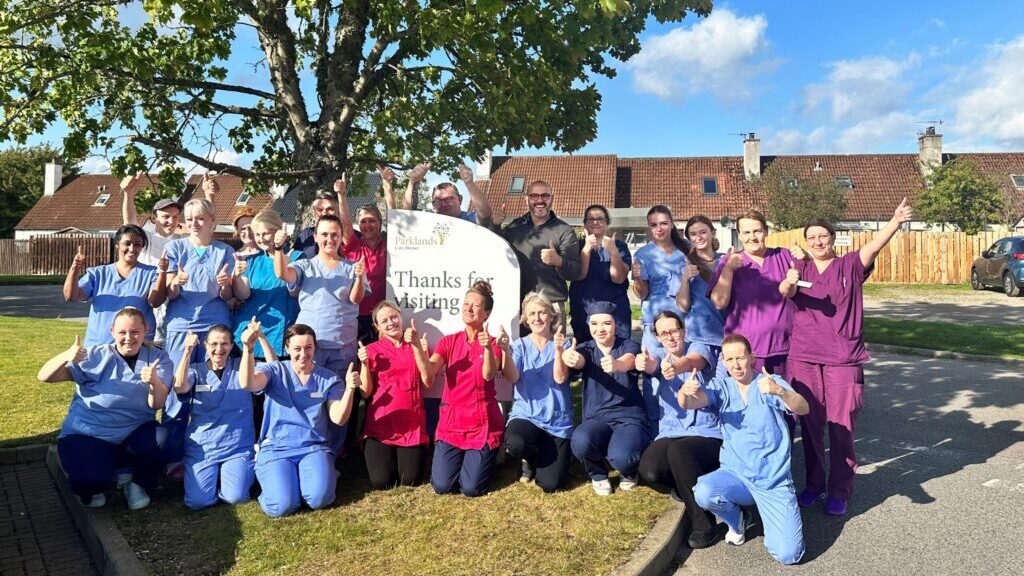 Staff at Parklands Care Homes Urray House celebrate their Very Good rating