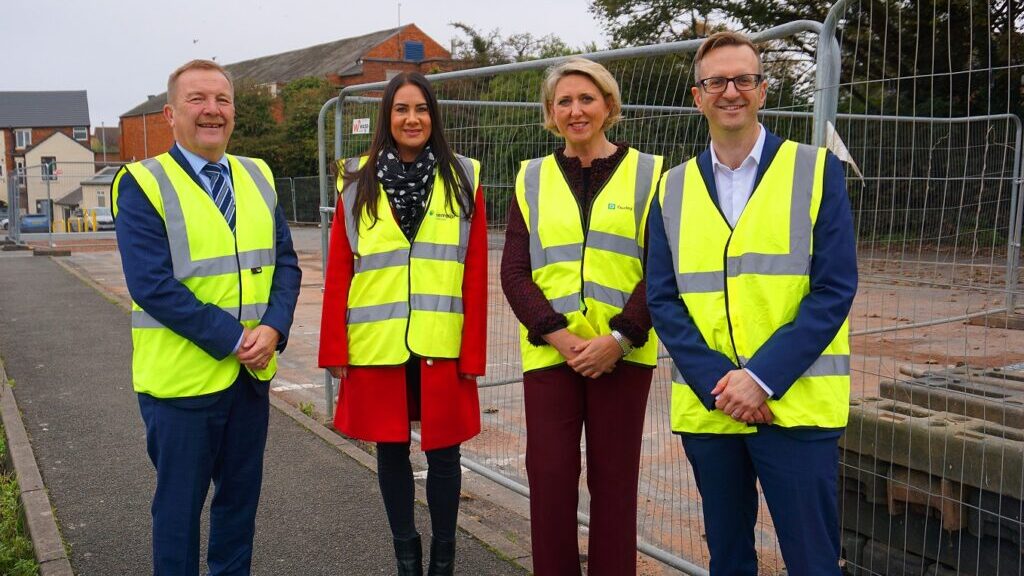 Pictured at the former Avon Road Car Park site in Cannock, on the corner of Hunter Road, are (l to r): Councillor Tony Johnson, leader of Cannock Chase Council, Charlotte Lloyd, director of commissioning at Exemplar Health Care, Eleanor Deeley, joint managing director of the Deeley Group, and Dean Piper, head of economic development and planning at Cannock Chase Council
