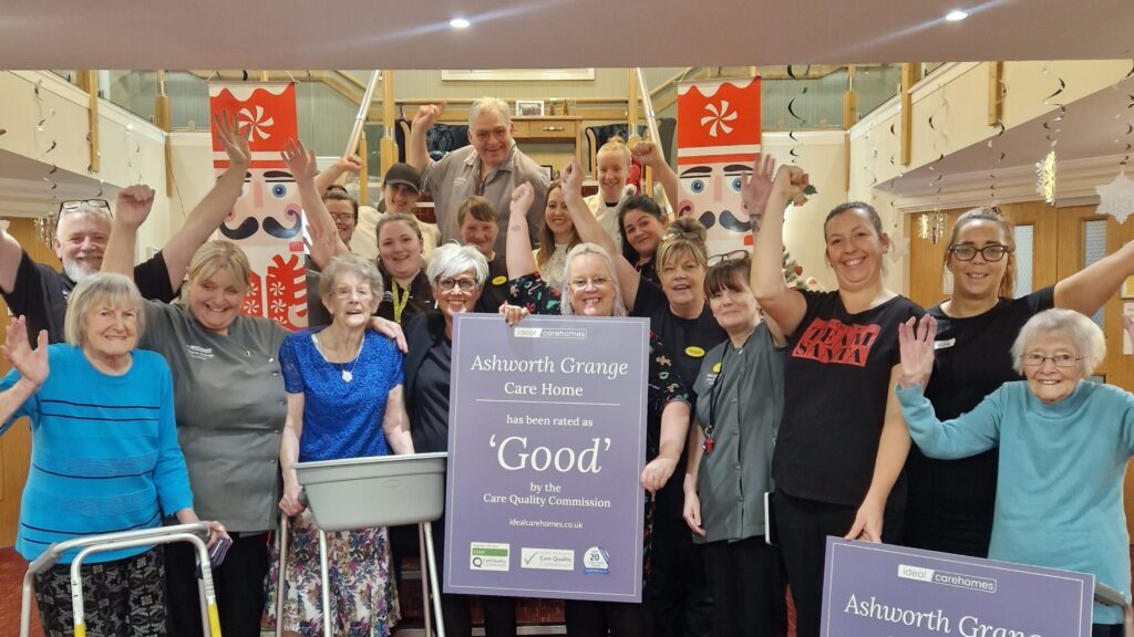 Ashworth Grange residents and staff celebrate their Good rating