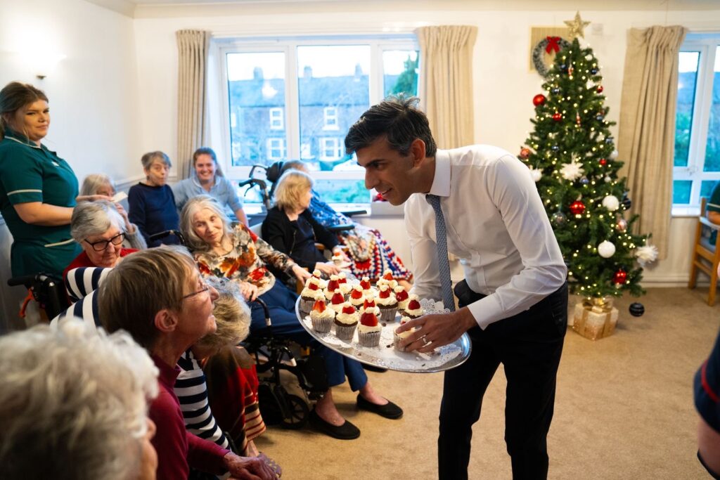 PM Rishi Sunak chatted with residents and staff and helped hand out cream cakes and tea during his visit to Hill Care’s Beechwood Care Home