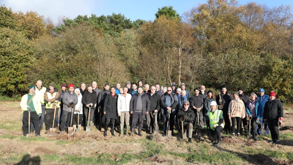 One hundred individuals from companies across the UK came together to plant around 3,000 trees on 15 November at The Mersey Forest in North Cheshire