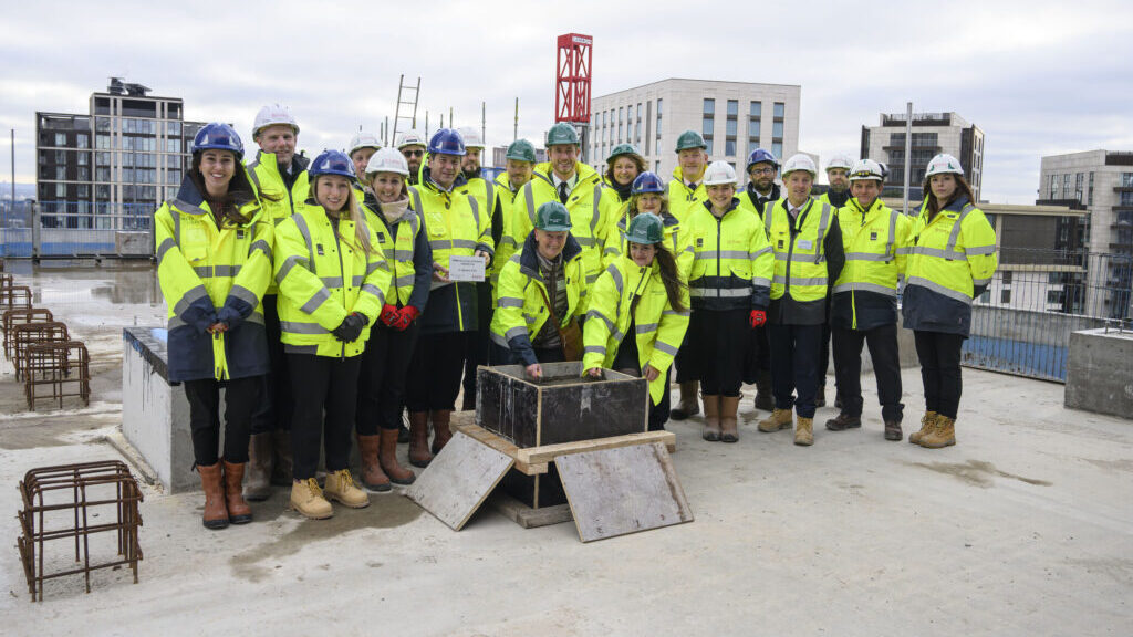 The Wallacea Living and Berkeley project team celebrate the ‘topping out’ of Wallacea Living’s debut IRC, located within Berkeley’s West End Gate development